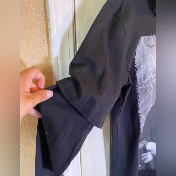 Hot Topic Men’s Skull Dark Mona Lisa Black Pullover Sweatshirt Tee Hoodie Sz S. - Picture 3 of 6